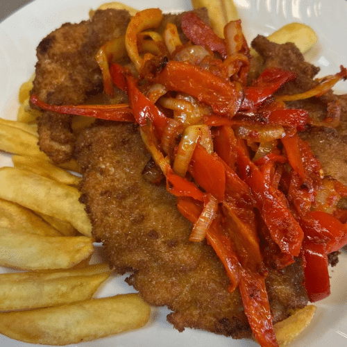 Paprikaschnitzel aus Schweinsrücken