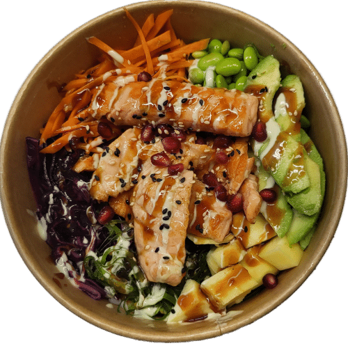 Poke Bowl Gegrilltes Lachs.