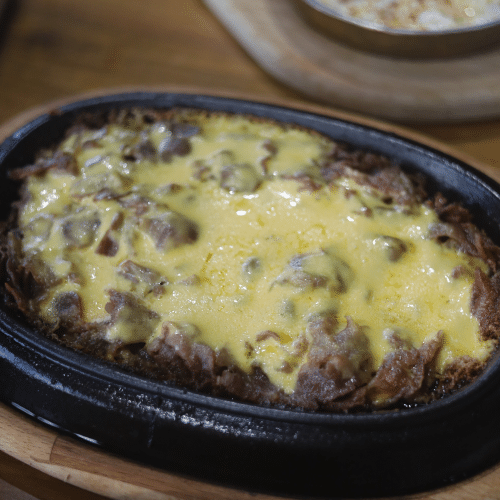Geräucherte Schinken mit Cheddar überbacken