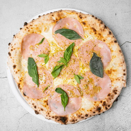 Pizza Mortadella e Pistacchio