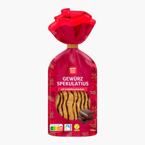 Rewe Beste Wahl Gewürz-Spekulatius mit Zartbitterschokolade 200g