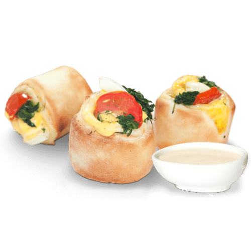 Pizzabrötchen mit Käse und drei Zutaten nach Wahl