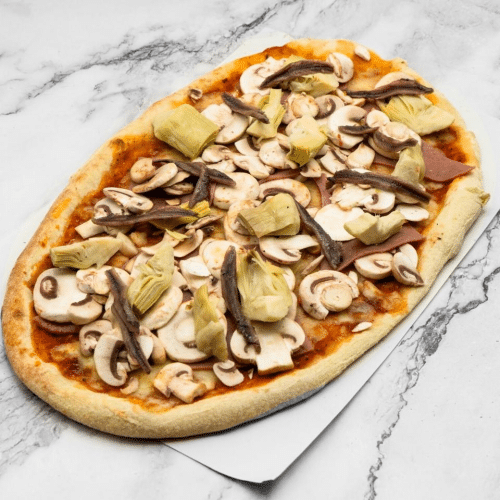 Zungen-Pizza Capricciosa