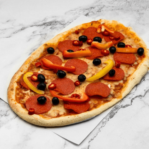 Zungen-Pizza Diavolo (scharf)