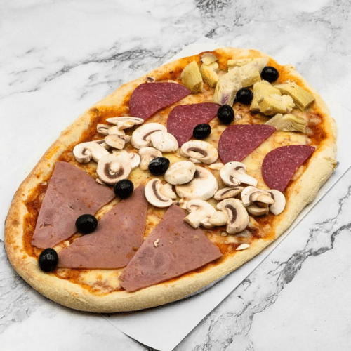 Zungen-Pizza Quattro Stagioni