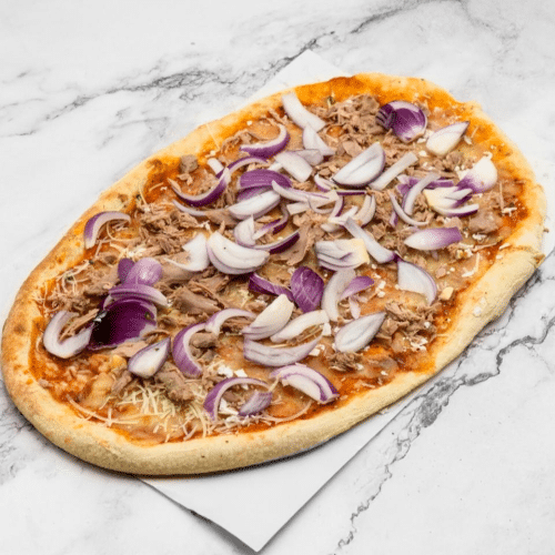 Zungen-Pizza Tonno e Cipolla
