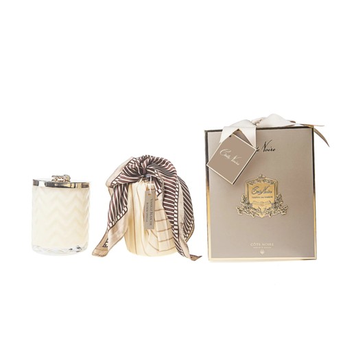 Herringbone Duftkerze mit Seidenschal - Blonde Vanilla 600g