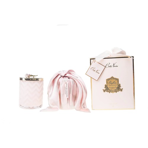 Herringbone Duftkerze mit Seidenschal - Charente Rose 600g