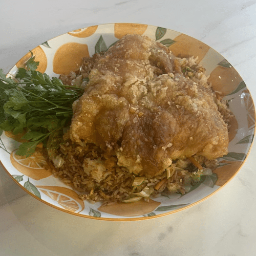 Gebratener Eierreis mit gebr. Ente