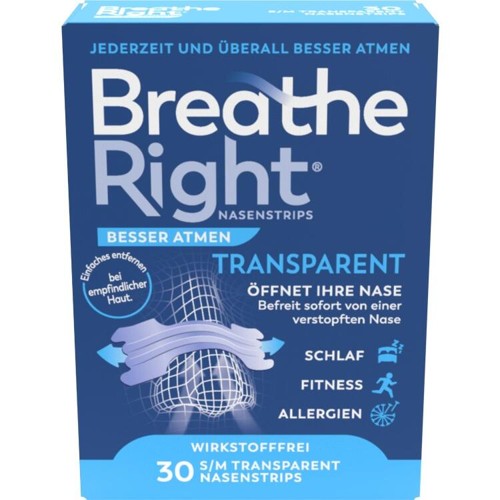Besser Atmen Breathe Right Nasenpflaster trans nor 30 Stück