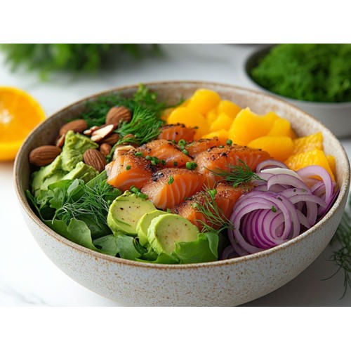 Salat mit Zitruskräutern und Räucherlachs