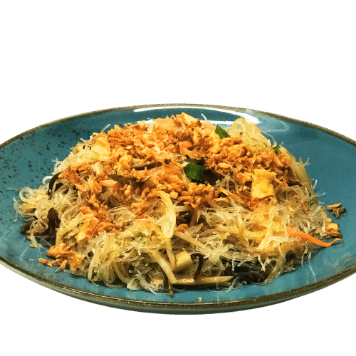Gebratene Glasnudeln mit Tofu (vegan)