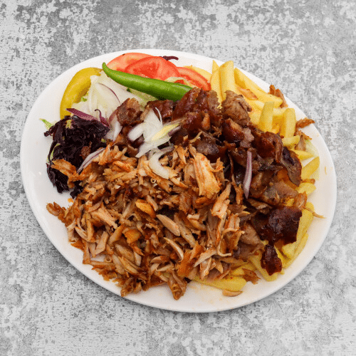 Dönerteller mit Kalb- und Geflügelfleisch