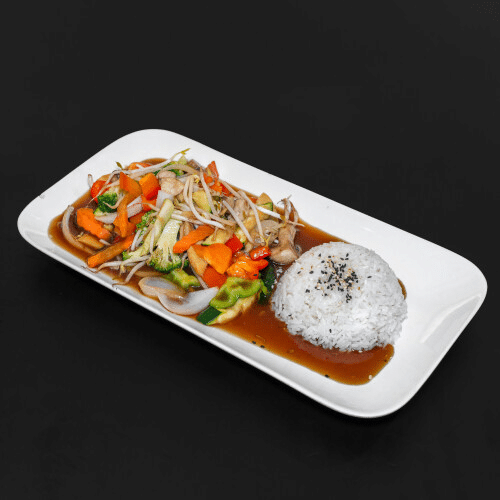 Gemüse und Reis (vegetarisch)