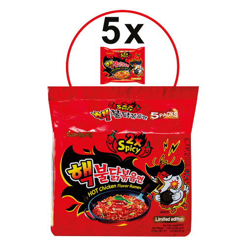 Buldak Extra Hot Chicken 'Samyang', 5x140g