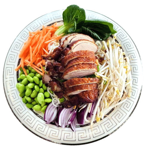 Eiernudeln mit Ente Tempura Sauce