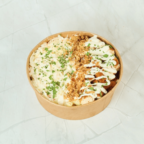 Mac cheesy Garlic Schnitzel