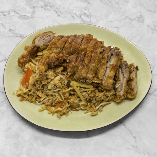 Bratreis mit Entenfleisch