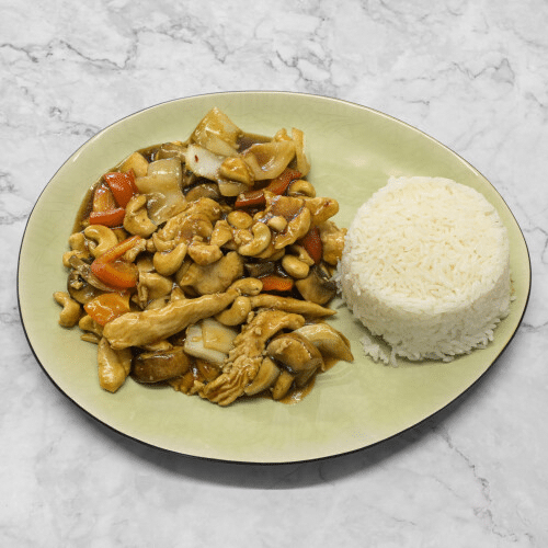 Bratreis mit Hühnerfleisch
