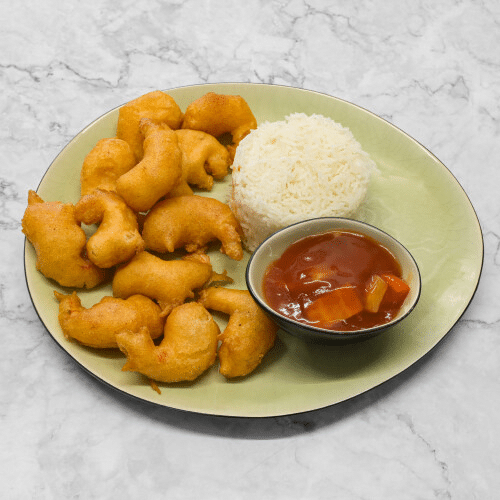 Gebackene Garnelen mit Ananas und Süß-Sauer-Sauce