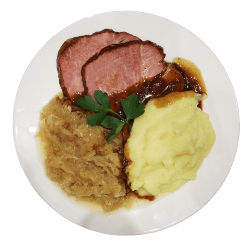 Kasselerkamm mit Kartoffelpüree und Sauerkraut