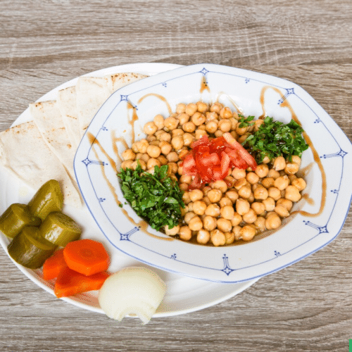 Gekochter Hummus mit Olivenöl