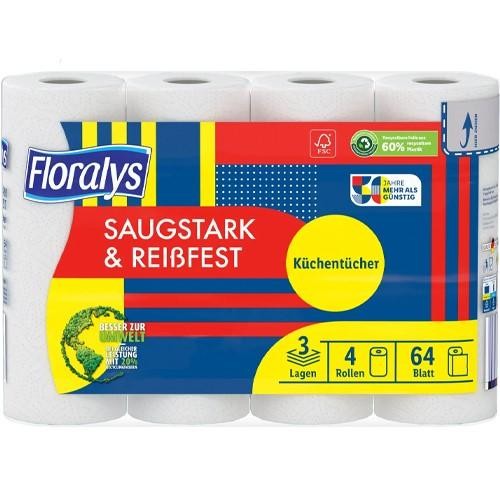 Floralys 3 Lagig Küchentücher 4Stk 200g