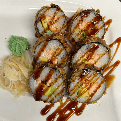 Gebratenes Sushi gegrilltes Lachsfilet