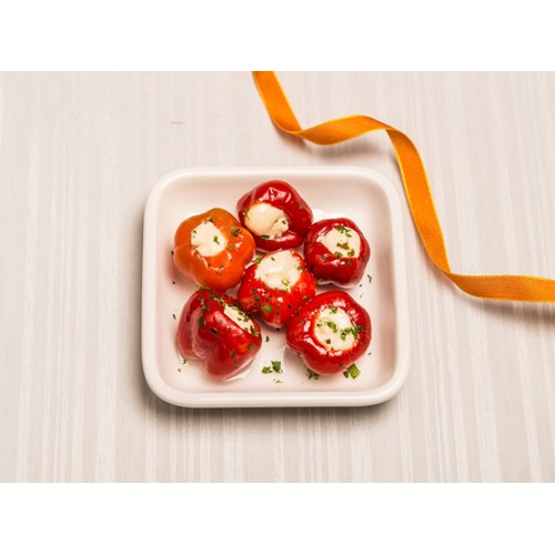 Rote Kirchpaprika mit Frischkäse