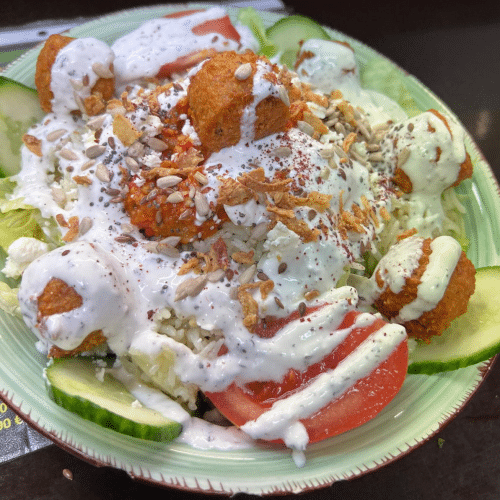 Auberginen Falafel Bowl