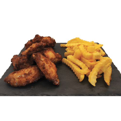 Chicken Wings (8 Stück) mit Pommes frites