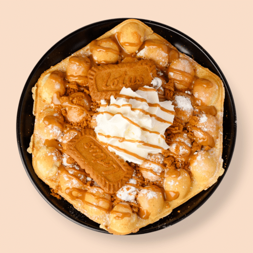 Bubble Waffel mit Lotus Bisco und lotus creme (hausgemacht).