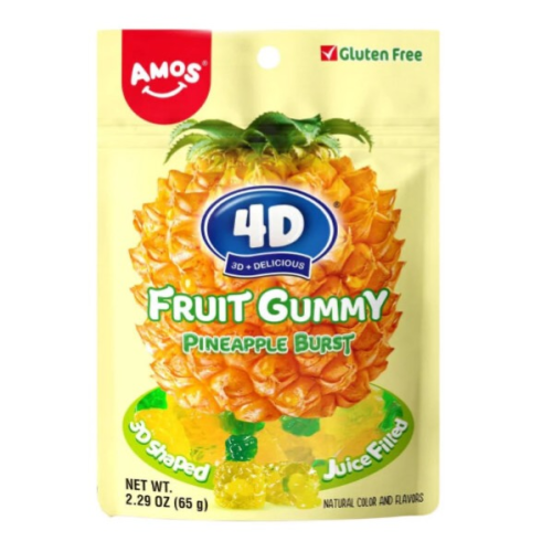 Amos 4d Fruit Gummy Pineapple Burst 65g