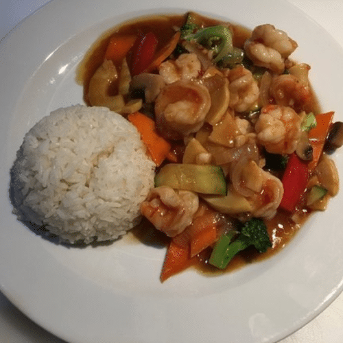Garnelen mit Gong-Baosauce