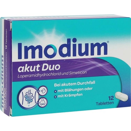 Imodium akut Duo 2 mg/125 mg Tabletten 12 Stück