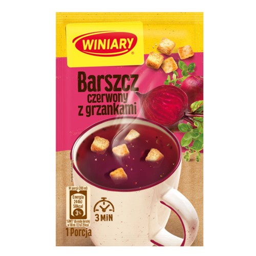 Winiary Roter Borschtsch mit Croutons Instant-Suppe 16g