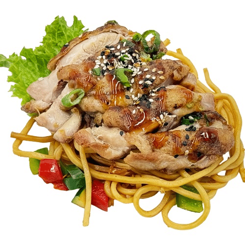 Gebratene Nudeln mit Huhn