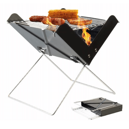 Klappbarer Kohle-Grill mit Rost und Kohleschale, 29 x 25 x 29 cm