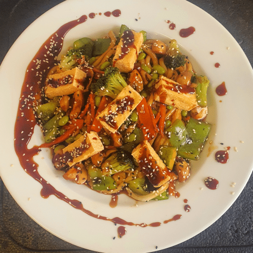 Japanischer Udon Nudols tofu vegan