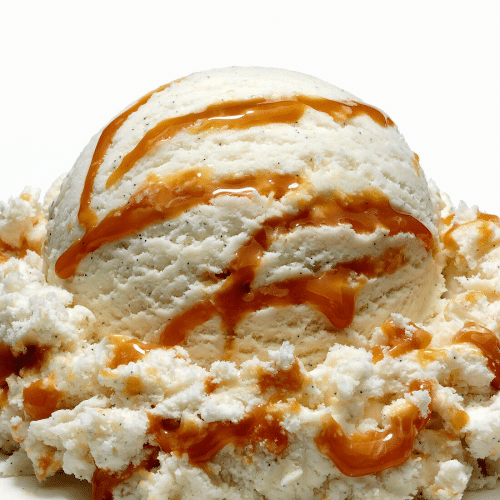 Js Vanilleeis mit Karamellsauce