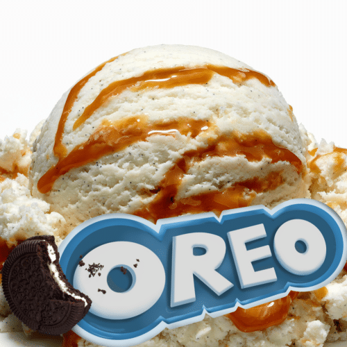 Vanille Eis mit Oreo-Karamell