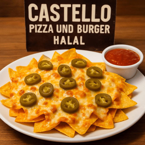 Nachos mit Jalapenos, Salsasauce
