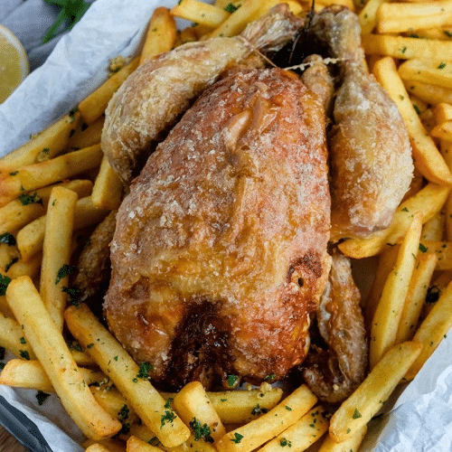 Ganzes Hähnchen Teller