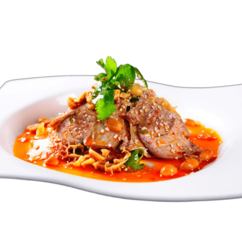 Rindfleisch und Rindemagen mit scharf Chilli Soße