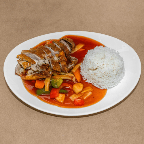 Knusperige gebackene Ente (Süß-Sauer-Sauce)
