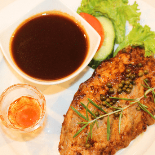 Pfeffersteak in Cognac-Sauce