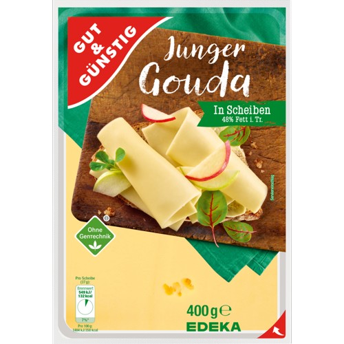 Gut & Günstig Junger Gouda in Scheiben 48% Fett 400g