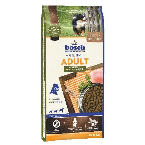 Bosch Hundefutter Adult Trockenfutter für Hund mit Geflügel & Hirse 15kg