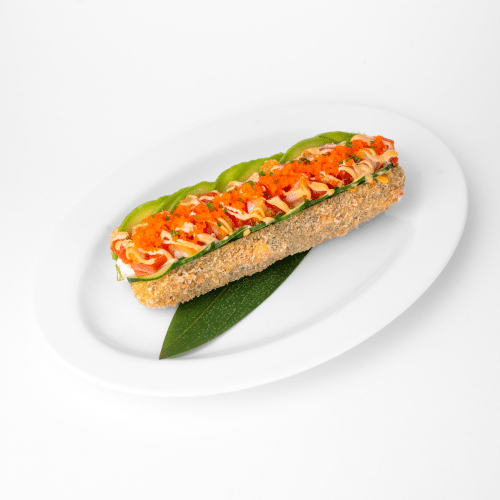 Salmon ' Shrimp Roll Dog