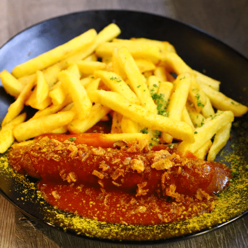 Currywurst Vegan, Pommes